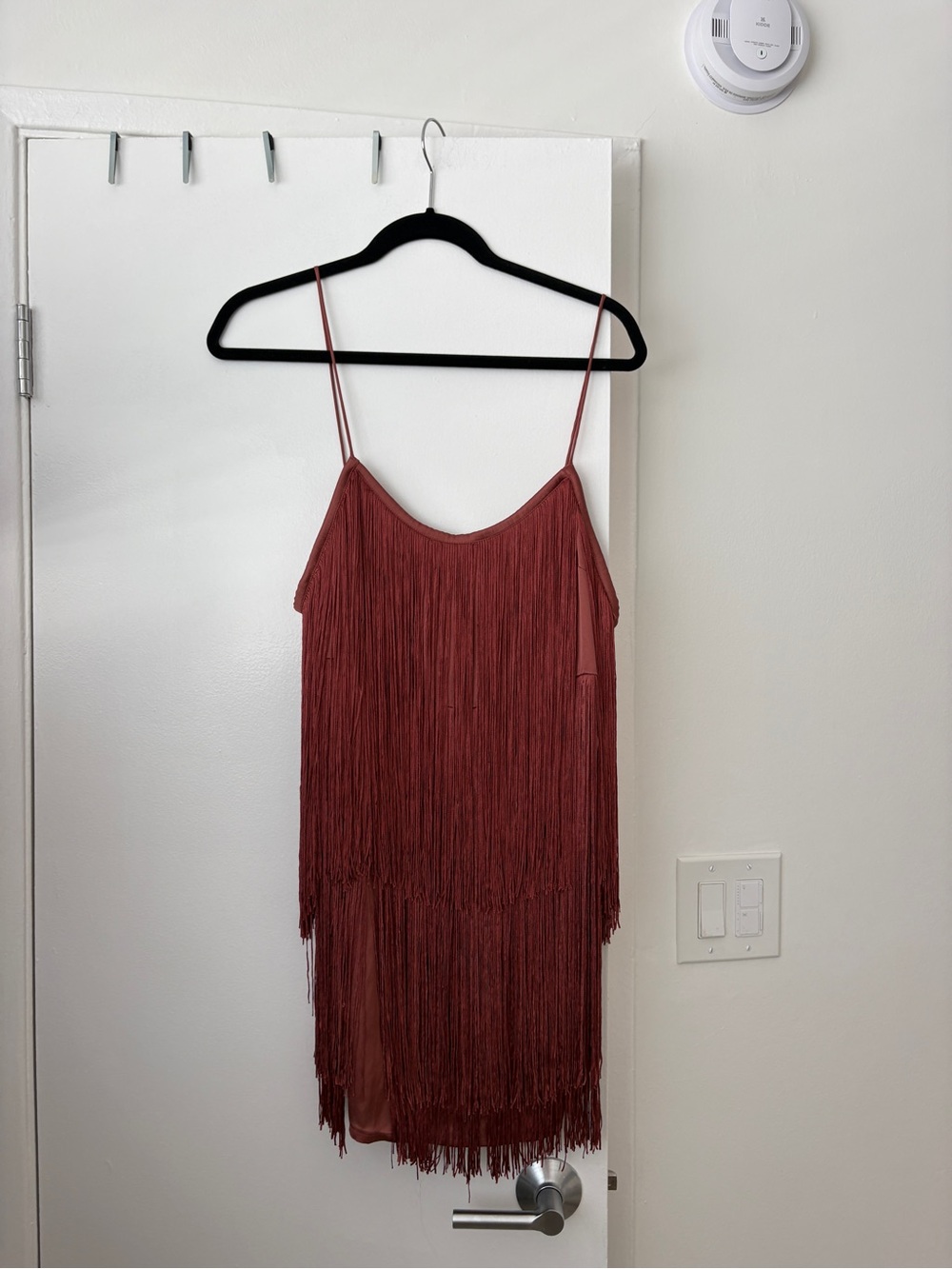 ASOS Rust Red Fringe Slip Mini Dress